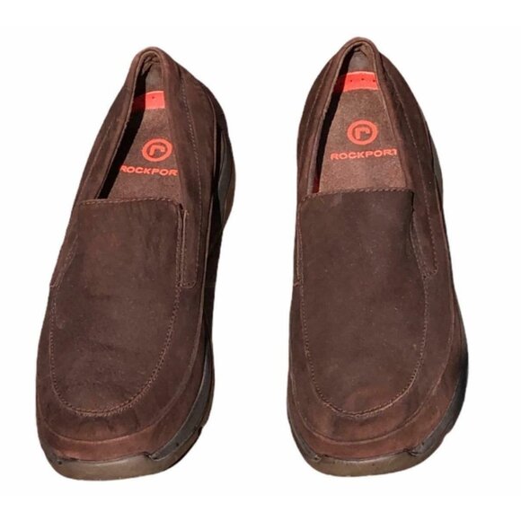 Rockport Loafers Mens 10 Brown Suede Slip Ons EUR 42 Shoes APW2060DM Flats Comfo - Picture 1 of 10